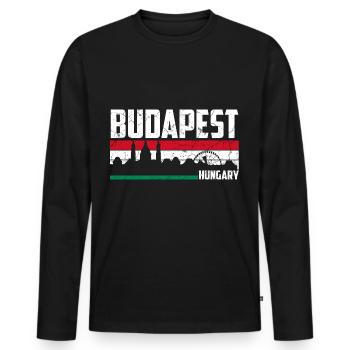 Budapest Ungarn Stadt - Männer Premium Bio Langarmshirt - Schwarz - Vorne - Nico (187cm)