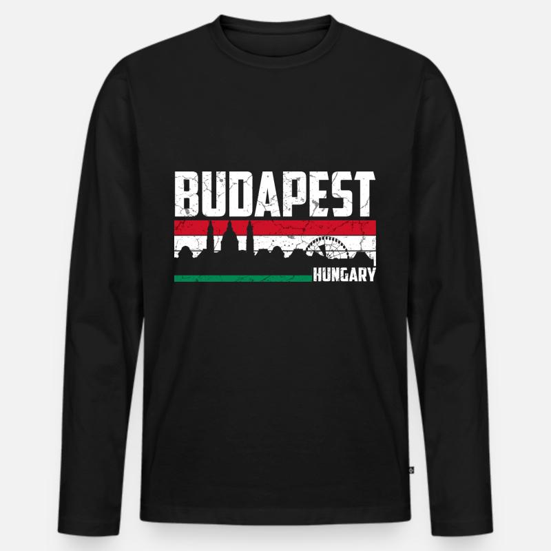 Budapest Ungarn Stadt - Männer Premium Bio Langarmshirt - Schwarz
