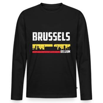 Brussels Belgium City - Men's Premium Organic Long Sleeve Shirt - black - Front - Nico (187cm)