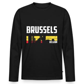 Brussels Belgium City - Men's Premium Organic Long Sleeve Shirt - black - Front - Nico (187cm)