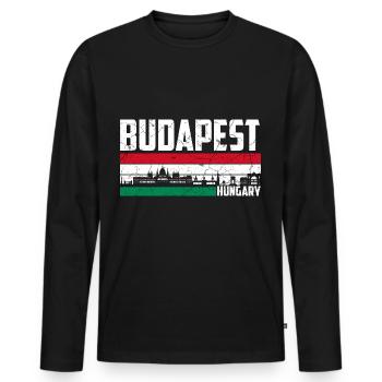 Budapest Ungarn Stadt - Männer Premium Bio Langarmshirt - Schwarz - Vorne - Nico (187cm)