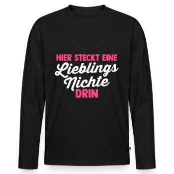 Nichte - Männer Premium Bio Langarmshirt - Schwarz - Vorne - Nico (187cm)