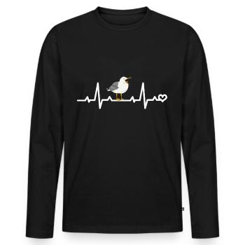 Seagull Heart Rate ECG - Men's Premium Organic Long Sleeve Shirt - black - Front - Nico (187cm)