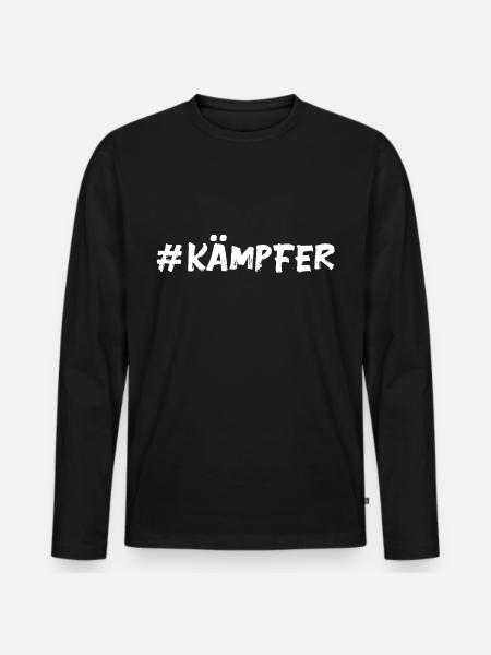Kämpfer - Mut Kraft Glücksbringer - Männer Premium Bio Langarmshirt - Schwarz