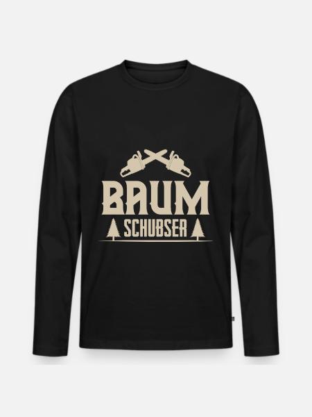 Holzfäller Baum Schubser - Männer Premium Bio Langarmshirt - Schwarz