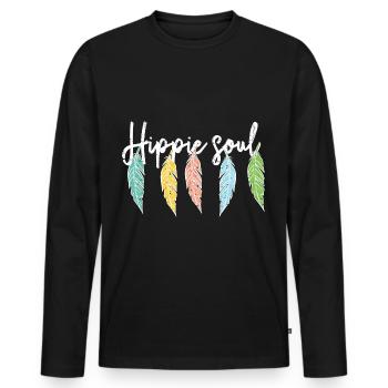 Hippie Peace Movement Peace Flower Power Peace - Men's Premium Organic Long Sleeve Shirt - black - Front - Nico (187cm)