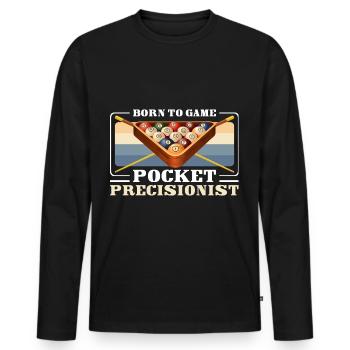 Billard Joueur Cue 8-Ball - T-shirt manches longues Premium bio Homme - noir - Devant - Nico (187cm)