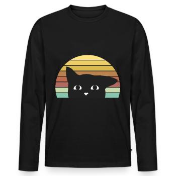 Cat - Cat - Men's Premium Organic Long Sleeve Shirt - black - Front - Nico (187cm)