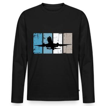 Avion Pilote aviation - T-shirt manches longues Premium bio Homme - noir - Devant - Nico (187cm)