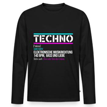 Techno Trance Definition Rave Festival 150 BPM - Männer Premium Bio Langarmshirt - Schwarz - Vorne - Nico (187cm)