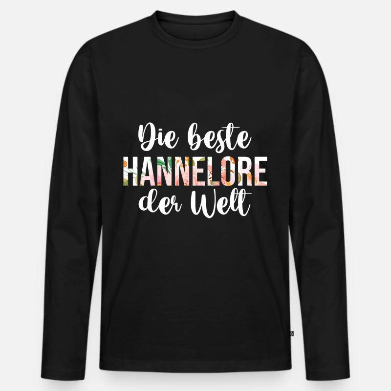 Hannelore - Männer Premium Bio Langarmshirt - Schwarz
