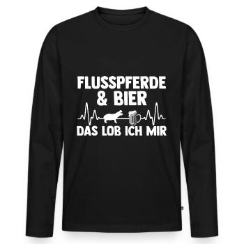 Nilpferd Flusspferd - Männer Premium Bio Langarmshirt - Schwarz - Vorne - Nico (187cm)