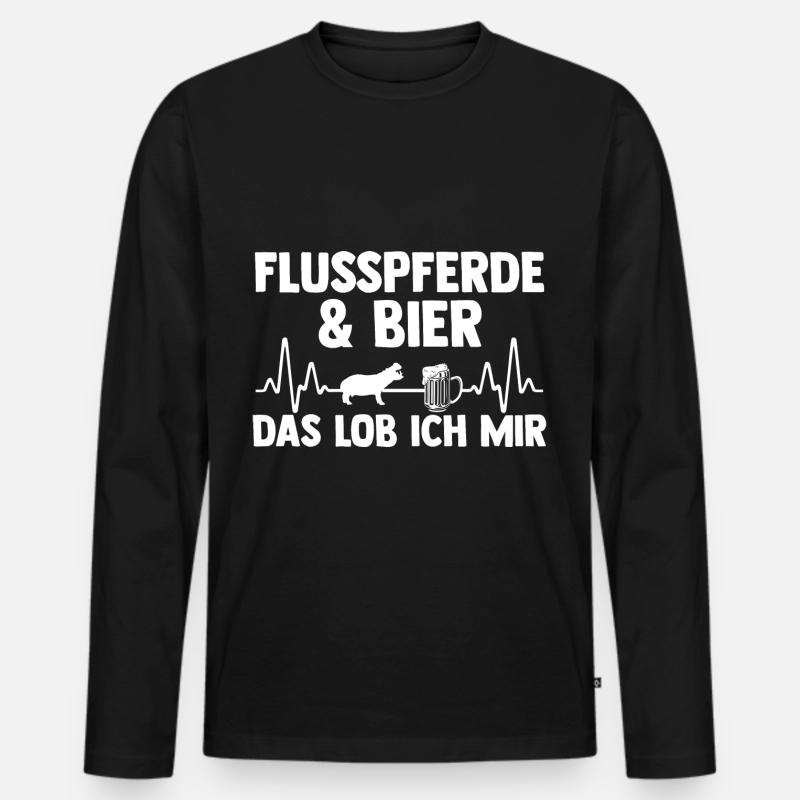 Nilpferd Flusspferd - Männer Premium Bio Langarmshirt - Schwarz