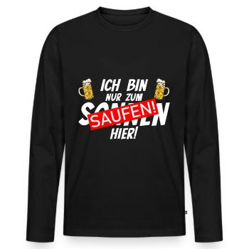 Nur zum Saufen Hier Mallorca Bier JGA Party - Männer Premium Bio Langarmshirt - Schwarz - Vorne - Nico (187cm)