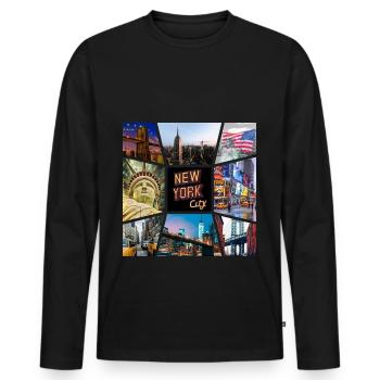 New York City USA Amerika Stadt Skyline Collage - Männer Premium Bio Langarmshirt - Schwarz - Vorne - Nico (187cm)