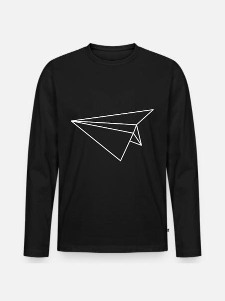 Paper Airplane Geometric Line - Men's Premium Organic Long Sleeve Shirt - black