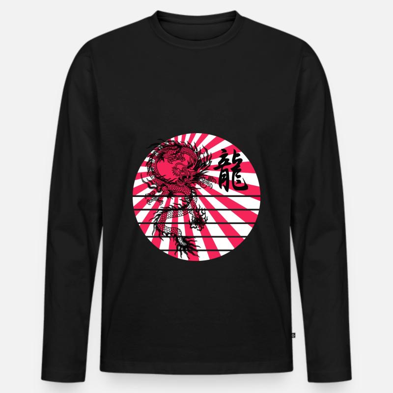 Drachen-Ryu - Männer Premium Bio Langarmshirt - Schwarz