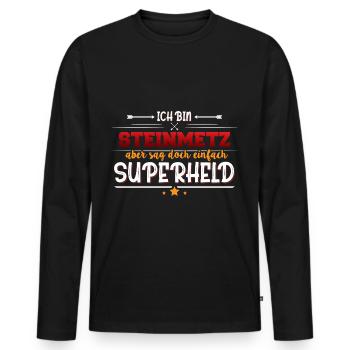 Ich bin Steimetzt Handwerker - Männer Premium Bio Langarmshirt - Schwarz - Vorne - Nico (187cm)