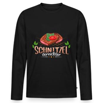 Schnitzel vernichter Fleisch Essen - Männer Premium Bio Langarmshirt - Schwarz - Vorne - Nico (187cm)