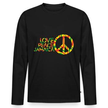 Peace Love Jamaica - Männer Premium Bio Langarmshirt - Schwarz - Vorne - Nico (187cm)