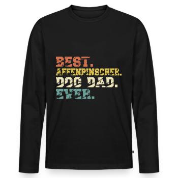 Affenpinscher Papa Maître Chien Papa Papa Papa Vintage - T-shirt manches longues Premium bio Homme - noir - Devant - Nico (187cm)