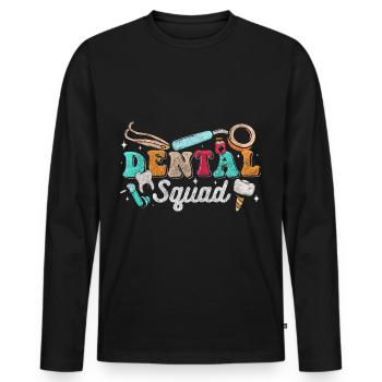 Doctor Drill Specialist Toothpaste - Men's Premium Organic Long Sleeve Shirt - black - Front - Nico (187cm)
