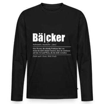 Bäcker Geschenkidee - Männer Premium Bio Langarmshirt - Schwarz - Vorne - Nico (187cm)