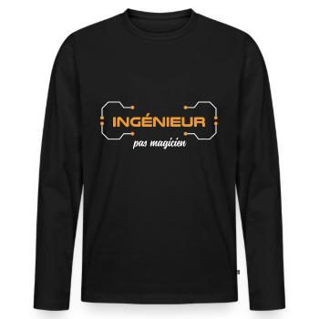 Je suis ingénieur pas magicien ! Humour travail - T-shirt manches longues Premium bio Homme - noir - Devant - Nico (187cm)