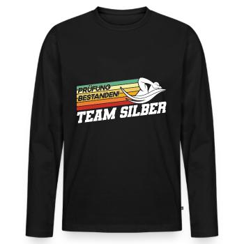 Silber Schwimmer Prüfung Silber Schwimmabzeichen - Männer Premium Bio Langarmshirt - Schwarz - Vorne - Nico (187cm)