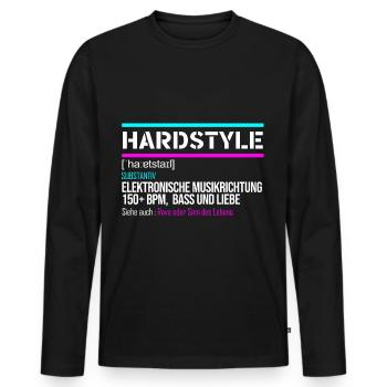 Hardstyle Definition Rave Festival 150 - Männer Premium Bio Langarmshirt - Schwarz - Vorne - Nico (187cm)