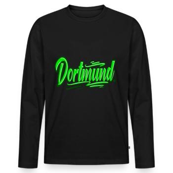 Dortmund - Men's Premium Organic Long Sleeve Shirt - black - Front - Nico (187cm)