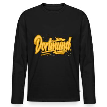Dortmund - Men's Premium Organic Long Sleeve Shirt - black - Front - Nico (187cm)