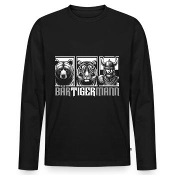 Bearded Man Bear Tiger Man Gift Beard - Men's Premium Organic Long Sleeve Shirt - black - Front - Nico (187cm)