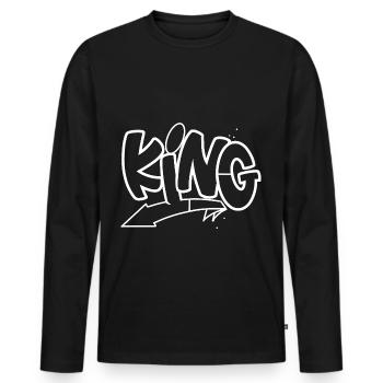 King - Men's Premium Organic Long Sleeve Shirt - black - Front - Nico (187cm)