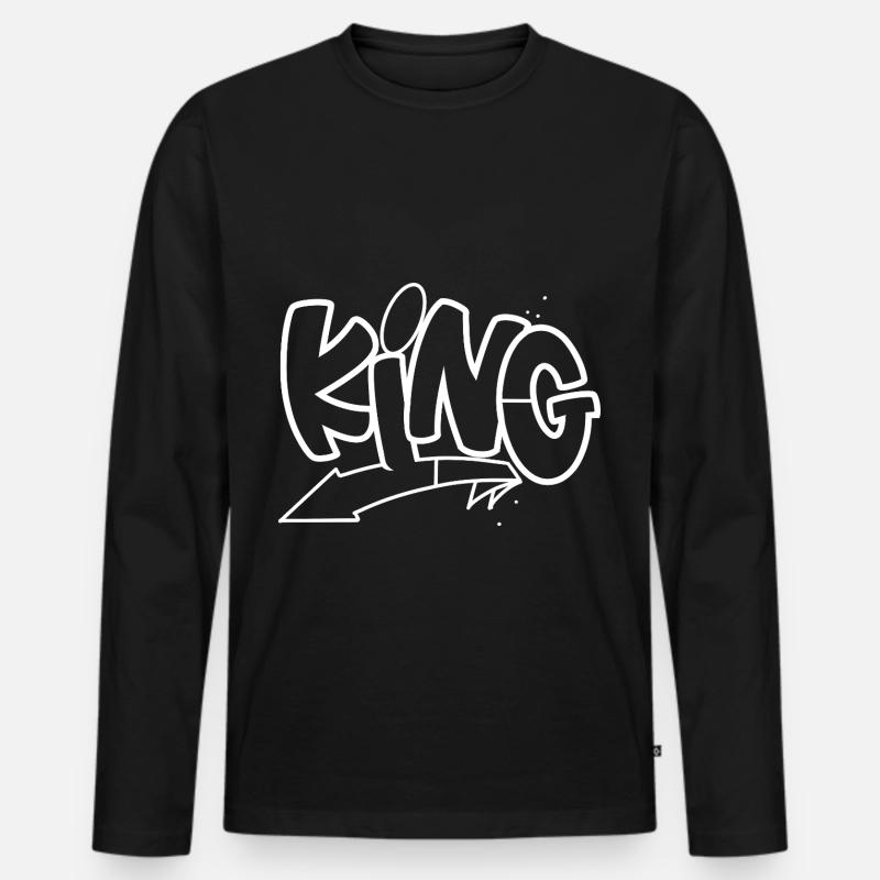 King - Männer Premium Bio Langarmshirt - Schwarz