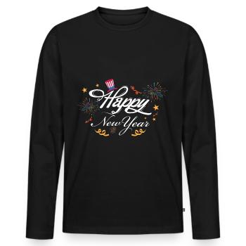 Happy New Year - Männer Premium Bio Langarmshirt - Schwarz - Vorne - Nico (187cm)