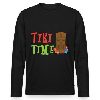 Tiki Time Tropical Drink Luau Party Tiki Bar - Men's Premium Organic Long Sleeve Shirt - black - Front - Nico (187cm)