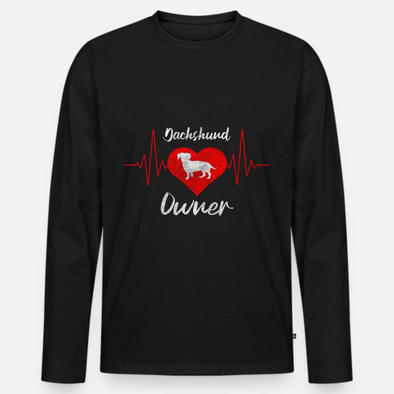Hund Rauhaardackel Jagdhund - Männer Premium Bio Langarmshirt - Schwarz