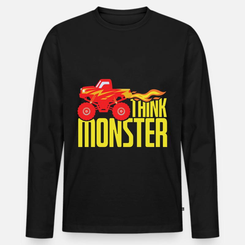 Think Monster - Männer Premium Bio Langarmshirt - Schwarz