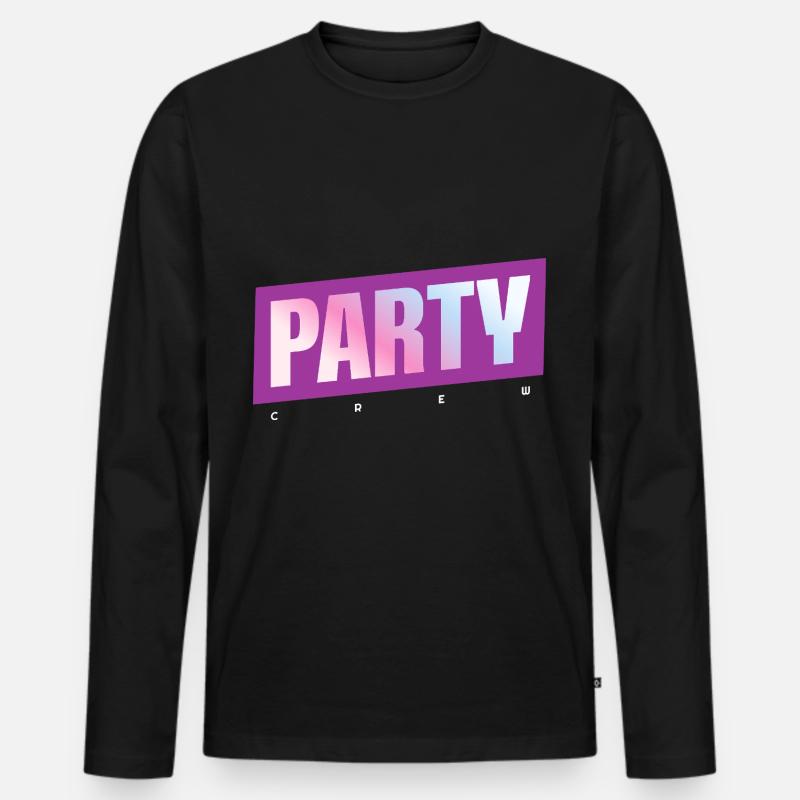 Party Crew - Männer Premium Bio Langarmshirt - Schwarz