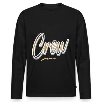 Crew - Männer Premium Bio Langarmshirt - Schwarz - Vorne - Nico (187cm)