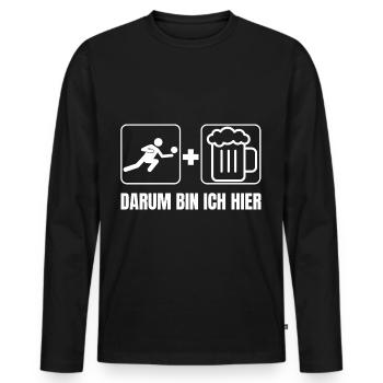 Faustball und Bier darum bin ich hier Faustballer - Männer Premium Bio Langarmshirt - Schwarz - Vorne - Nico (187cm)
