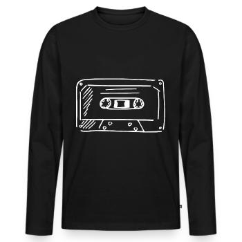 Cassette Retro Drawing - Men's Premium Organic Long Sleeve Shirt - black - Front - Nico (187cm)