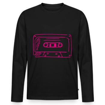 Cassette Rétro - T-shirt manches longues Premium bio Homme - noir - Devant - Nico (187cm)