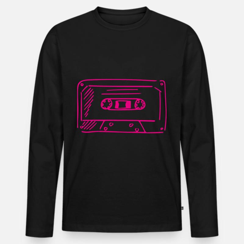 Kassette Retro - Männer Premium Bio Langarmshirt - Schwarz