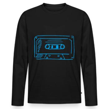 Kassette - Männer Premium Bio Langarmshirt - Schwarz - Vorne - Nico (187cm)