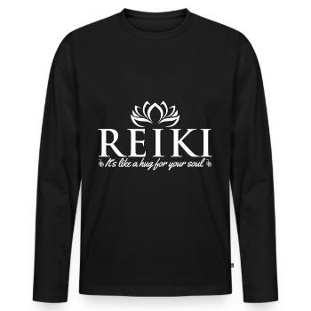Reikimeister Geschenkideen | Reiki Behandlung Yoga - Männer Premium Bio Langarmshirt - Schwarz - Vorne - Nico (187cm)