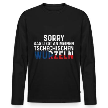 Tschechische Wurzeln Tscheche Tschechien - Männer Premium Bio Langarmshirt - Schwarz - Vorne - Nico (187cm)