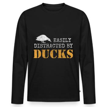 Duck Quack Animals - Men's Premium Organic Long Sleeve Shirt - black - Front - Nico (187cm)