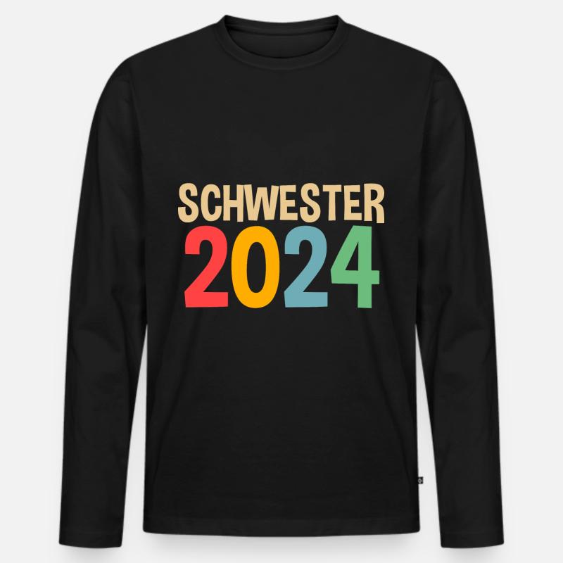 Werdende Schwester 2024 - Männer Premium Bio Langarmshirt - Schwarz